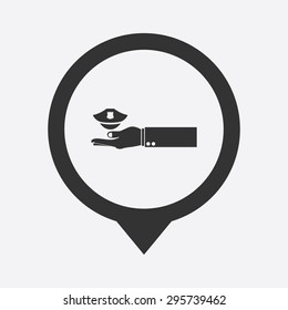 vector illustration of modern b lack icon police cap
