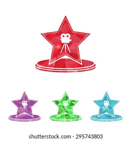 vector illustration of modern b lack icon red carpet