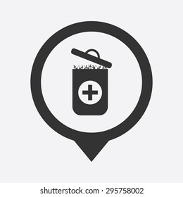 vector illustration of modern b lack icon trashcan