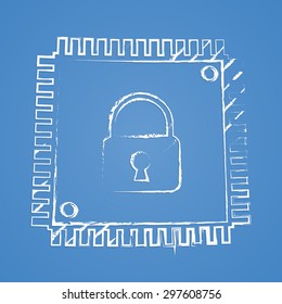 vector illustration of modern b lack icon lock