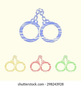 vector illustration of modern b lack icon police handcuffs