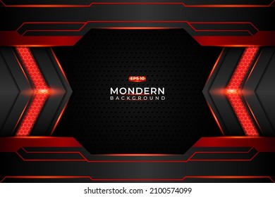 Vector Illustration Modern Background  with Red and glossy red Color and Hexagon Pattern
light