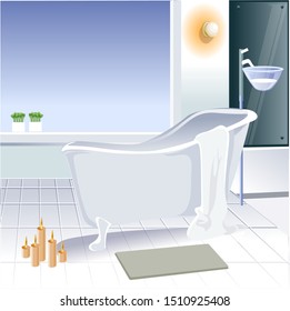 vector illustration, modern bathroom interior  