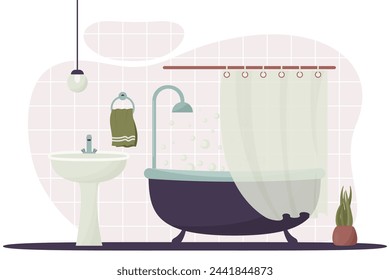 vector illustration of modern bathroom interior