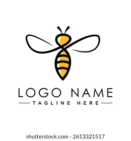 Vector illustration of modern bee linear for company. Modern bee logo design