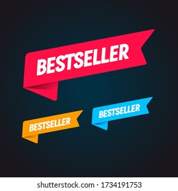 Vector Illustration Modern Bestseller Flag Set. Three Color Web Banner Collection.