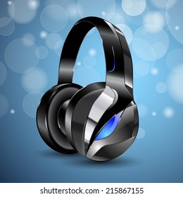 vector illustration of modern big headphones black