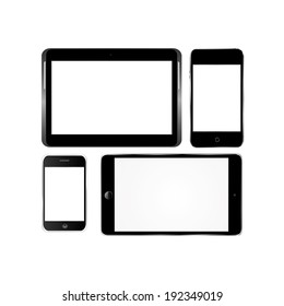 vector illustration of modern black gadgets  on a white background