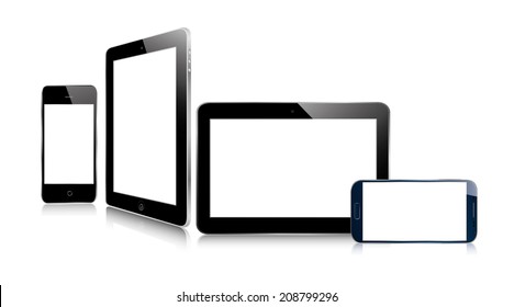 Vector illustration of modern black gadgets