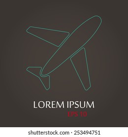 vector illustration of modern black icon airplane