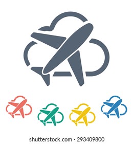 vector illustration of modern black icon airplane