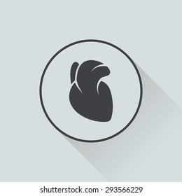 vector illustration of modern black icon heart organ