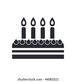 Vector illustration of modern black icon depicting a birthday cake