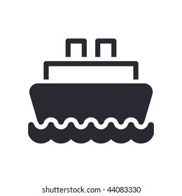 Vector illustration of modern black icon depicting a boat on water