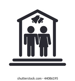 Vector illustration of modern black icon depicting a wedding