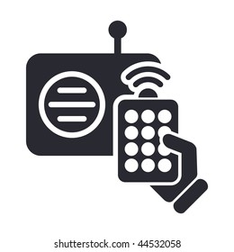 Vector illustration of modern black icon depicting a remote radio