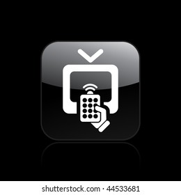 Vector illustration of modern black icon depicting a remote tv