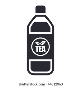 Vector illustration of modern black icon depicting a bottle of tea