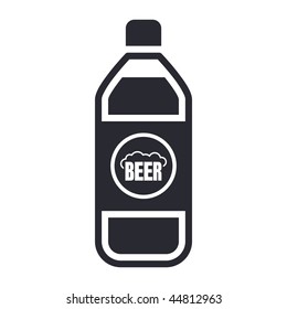 Vector illustration of modern black icon depicting a bottle of beer