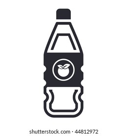Vector illustration of modern black icon depicting a bottle of apple or peach juice