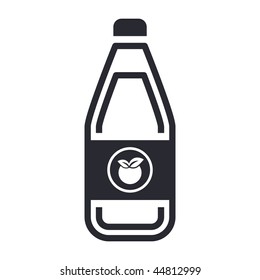 Vector illustration of modern black icon depicting a bottle of apple or peach juice