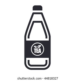 Vector illustration of modern black icon depicting a bottle of tea