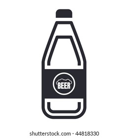 Vector illustration of modern black icon depicting a bottle of beer