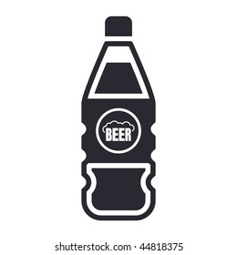 Vector illustration of modern black icon depicting a bottle of beer