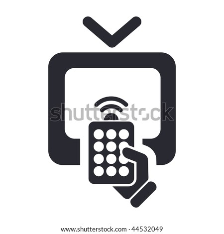 Vector illustration of modern black icon depicting a remote tv