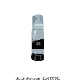 vector illustration, modern black ink bottle, flat cartoon design style.