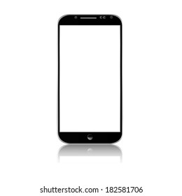 vector illustration of modern black mobile phone on white background