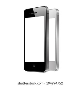 vector illustration of modern black phone in two forms on a white background