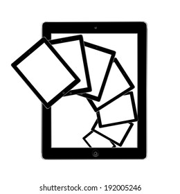 vector illustration of modern black tablet tablets inside on white background