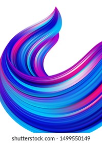 Vector illustration: Modern blank background with abstract 3d twisted color liquid flow shape. Acrylic paint design