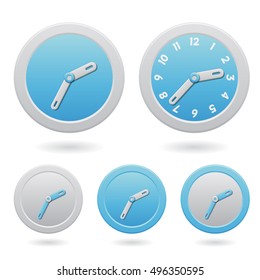 Vector Illustration of Modern Blue Clocks Isolated on a White Background