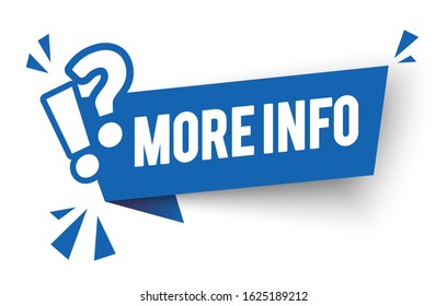 Vector Illustration Modern Blue Flat Label More Info. Informaton Banner With Question Mark