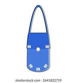 Vector illustration of modern blue handbag with white details.