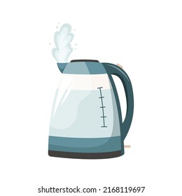 Vector illustration of a modern boiling teapot.