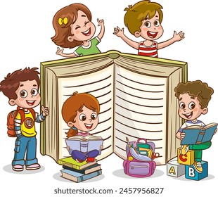 Vector Illustration of modern book for Children Education