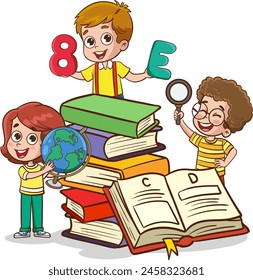 Vector Illustration of modern book for Children Education