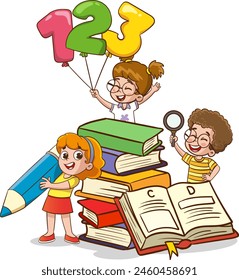 Vector Illustration of modern book for Children Education