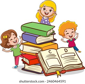 Vector Illustration of modern book for Children Education