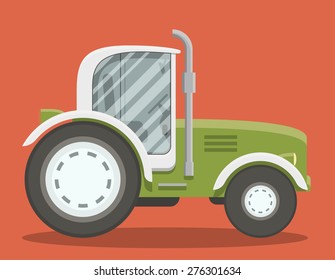 Vector illustration of a modern brand less tractor. EPS10 vector image of a farming vehicle.