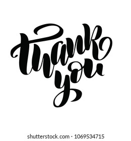 Vector illustration. Modern brush calligraphy. Isolated on white background. Thank you.