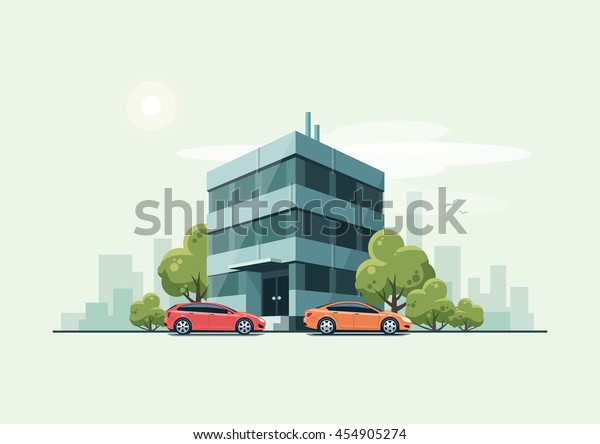 Vector De Stock Libre De Regalias Sobre Dibujo Vectorial Del Moderno Edificio De