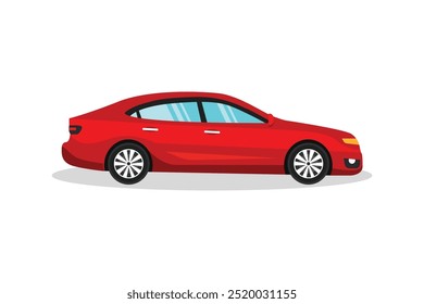 Vector illustration of modern car in cartoon flat style. Simple picture of land vehicle transportation. Familiy car side view. Modern technology automobile. Colorful exterior body car