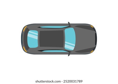 vector illustration of modern car in cartoon flat style. Simple picture of land vehicle transportation. Familiy car up view. Modern technology automobile. Grey exterior body car