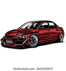 Vector illustration of a modern car design. High-quality and detailed automotive graphic ideal for infographics, advertisements, websites, and print materials.