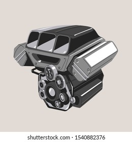 Vector Illustration Modern Car Engine