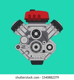 Vector Illustration Modern Car Engine